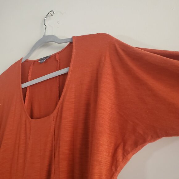 Lilla P Women's Shift Dress Rusty Orange XS Long Sleeve Modal Autumn Casual - Picture 4 of 9